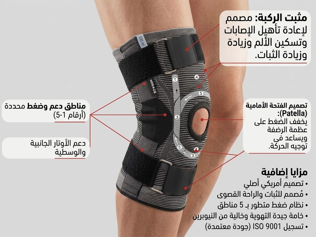 دعامة الركبة مع مثبت الرضفة (Knee Stabilizer with Patella Support)